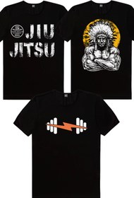 Resim ROCKANDROLL Jiu Jitsu, Şimşek Spor Siyah, Büyük Şef Erkek Tişört 3'lü Eko Paket 