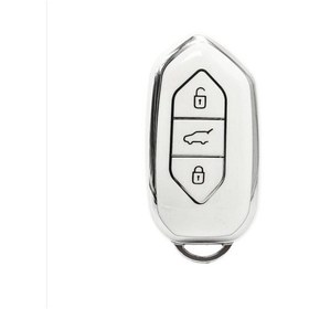 Resim Togg T10x 3 Tuşlu Smart Nano Koruma Anahtar Kılıfı Beyaz Gümüş Silver Renk Yüksek Kalite 