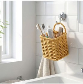 Resim By Nevser Kare Hasır Dokulu Plastik Rattan Kaşıklık & Çatallık Askılı Kendiliğinden Tutmalı Çok Amaçlı Mutfak Organizeri Diğer 