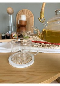 Resim 2 Li Rattan Hazeran Bardak Altlığı Beyaz %100 Doğal Hazeran Beyaz 