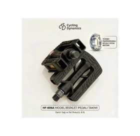 Resim Heugers Reflektörlü Bilyalı Bisiklet Pedalı HF-806A - Kaymaz Yüzeyli Dayanıklı Pedal Seti (Sağ + Sol) 