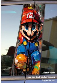 Resim Süper Mario Sticker Yan Kapı Direk Kaplama 2li Sol Sağ Takım Yapıştırma 