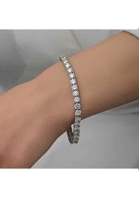 Resim Gümüş 2.5 Mm Beyaz Taşlı Su Yolu Kadın Bileklik Çok Renkli 