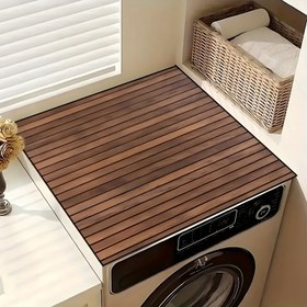 Resim 1 Adet Ahşap Desenli Polyester Emici Mat - Isıya Dayanıklı Tezgah Kurutma Matı, Bulaşık Kurulama Matı, Ev & Çamaşır Odası için Lavabo ve Makine Koruyucu, Mutfak Tezgahı İçin Tabak Kurutma Matı, Doğal Estetik Dekor 