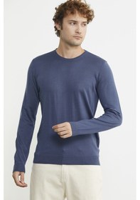 Resim Erkek Sıfır Yaka Basic Triko Kazak - Indigo 001 