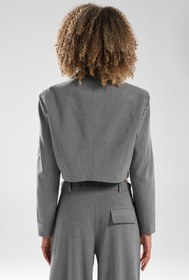 Resim tw3 Kadın Kuşgözü Zincir Detaylı Tasarım Blazer Ceket 