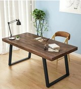 Resim Umutpark Metal Ayaklı Masif Ahşap Çalışma Masası. Ceviz 