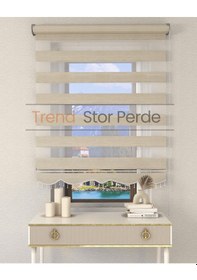 Resim Sütlü Kahve Boncuklu Zebra Stor Güneşlik Perde Opak Sütlü Kahve 