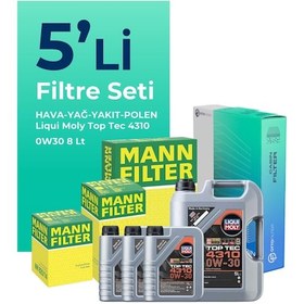 Resim Mann Ford Tourneo Custom 2.0 Dizel Filtre Bakım Seti Liqui Moly Motor Yağlı (2015-2023) 5 Li - 