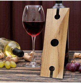 Resim Cam Şarap Şişesi Ve Kadeh Tutucu Bella 10cm X 32cm 