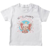Resim Angemiel Baby Taç Takan Fil Erkek Bebek Tişört Beyaz B0669MDBBKETSRT 