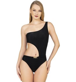 Resim Endeep Kadın Aksesuarlı Dokulu Siyah Mayokini Siyah 