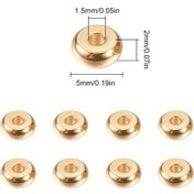 Resim 100/50 adet 304 304 Paslanmaz Çelik Ayracı Boncuklar, Rondelle Boncuklar, 5X2mm Delik: 1.5mm 