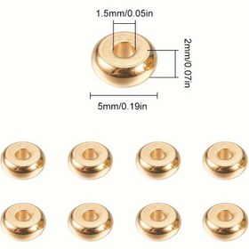 Resim 100/50 adet 304 304 Paslanmaz Çelik Ayracı Boncuklar, Rondelle Boncuklar, 5X2mm Delik: 1.5mm 