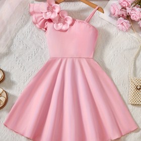 Resim Kızlar İçin Moda 3D Asimetrik Omuzlu Elbise - Mükemmel Yaz Hediyesi 