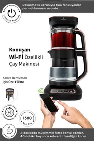 Resim Karaca Wi-fi Bağlantı Ios-android Uyumlu Robotea Connect 4 In 1 Konuşan Cam Çay Makinesi 