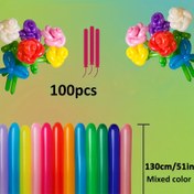 Resim 100 adet Karışık Renk Uzun Şerit Balonlar - DIY Parti Süslemeleri, Düğünler, Şükran Günü, Yeni Yıl ve Nişanlar için Kalın Sihirli Balonlar - 130cm (51in) Uzunluk, Lateks Malzeme, Doğum Günü Balonları 
