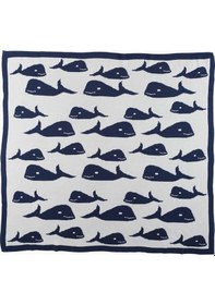 Resim Bebek Triko Battaniyesi Çift Taraflı Lacivert Balina 80X80 Cm - Lacivert 