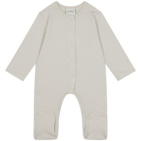 Resim Antebies Organik Gri Çıtçıtlı Uzun Kollu Kız Bebek Patikli Tulum 