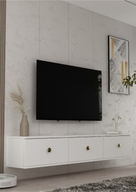 Resim 1335tv180-1dd Duvara Montaj Tv Sehpası, Beyaz-altın Beyaz-altın 