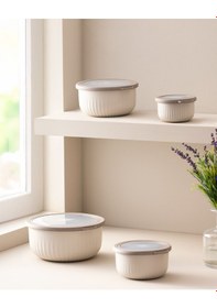 Resim Madame Coco Lucca 4'lü Saklama Kabı Seti - Bej 8684427125014 Ekru 