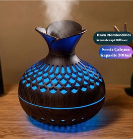 Resim BigSale Çiçek Vazo Hava Nemlendirici Aromaterapi difüzör Buhar Cihazı Sessiz ışıklı 300mL 