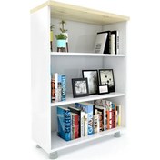 Resim Modüler Dünyası Kitaplık Dosya Dolabı Beyaz-Meşe - 80X35X117 Beyaz - Meşe 
