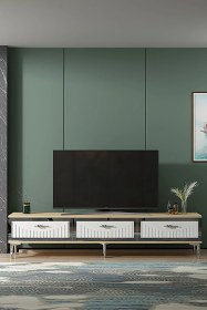 Resim Tsa1802dbs - Tuna Tv Stand, Tv Sehpası Safirmeşe-beyaz-sılver 180cm Beyaz 