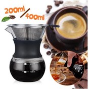 Resim 200ml / 400ml Klasik Cam Kahve Makinesi Çelik Filtreli Kahve Makinesi Üzerine Dökün 