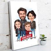Resim 2 Çocuklu Ailemiz Karikatürlü Kanvas Tablo 