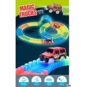 Resim Oyuncak Magic Tracks Hareketli Raylar 384 Parça 2 Işıklı Arabalı Oyuncak Karanlıkta Parlayan Sihirli Raylar 