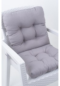Resim Altınpamuk Neva Pofidik Özel Dikişli Bağcıklı Arkalıklı Sandalye Minderi 44x88 CM Gri 