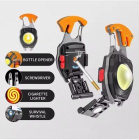 Resim W-5147 Profesyonel Çok Fonksiyonlu Anahtarlıklı Kamp Feneri Siyah 