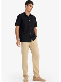 Resim DeFacto %100 Keten Relax Fit Rahat Kesim Düz Paça Yazlık Pantolon - C1117AX25SPBG732 
