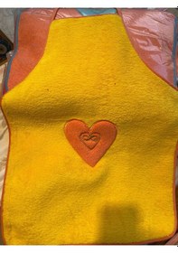 Resim Peluş Mutfak Önlüğü / Su Geçirmez Pembe Ve Sarı Başak Ev Tekstili 