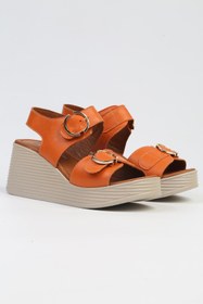 Resim Pierre Cardin ® | PC-7213- 3807 Turuncu-Kadın Dolgu Topuk Ayakkabı 