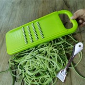 Resim Beyaz Plastik Sebze Julienne Doğrayıcı - Lekesiz ve Solmayan, Hipoalerjenik Mutfak Rendesi ve Yiyecek Hazırlığı için Paslanmaz Çelik El Korumalı Bonus - Manuel, Şarj Edilmemiş Yiyecek Hizmet Aracı 