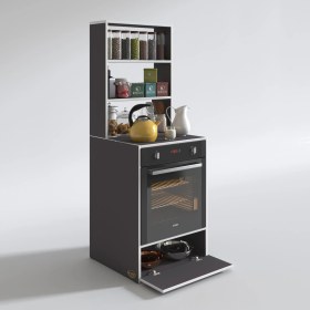 Resim Kenzlife ankastre fırın dolabı bengisu gri 165*60*56 mutfak kapaklı 