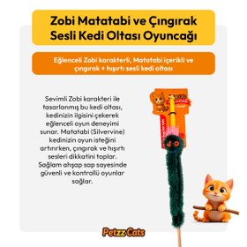 Resim PetzzCats Zobi Matatabi ve Çıngırak Sesli Kedi Oltası Oyuncağı Yeşil 42 Cm 
