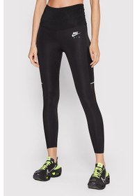 Resim Nike Air Fold Over Waist High Rise 7/8 3cepli Yüksek Belli Tayt Dr Siyah 