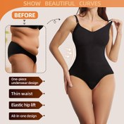 Resim 1 adet Yüksek Sıkıştırma Kadın Şekillendirici Bodysuit | Sırtı Açık, Ayarlanabilir Askı, Esnek Kalça Kaldırma, Karın Kontrolü için İnce Bel Tasarımı, Tam Göğüs Desteği, Dar Kolsuz Uygun, Büyük Beden, Modellik Romper, Rahat Uygun 