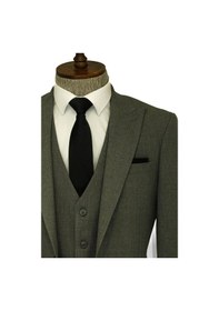 Resim Wessi Tek Düğmeli Slim Fit Koyu Gri Yelekli Erkek Takım Elbise Koyu Gri 
