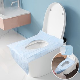 Resim 30 adet/50 adet, Çift Katmanlı Kalınlaştırılmış Su Geçirmez Tek Kullanımlık Tuvalet Kapağı Kağıdı, Yapışkan Sabitleme, Kolay Düşmez, Bireysel Paketlenmiş - Tuvalet Eğitimi, Halka Açık Tuvalet Seyahat Aksesuarları, Uçak, Kamp için Uygun 