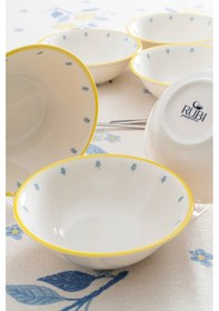 Resim Limon Desenli 16 Cm Premium Porselen Çorba Kasesi - 6 Adet Sarı 