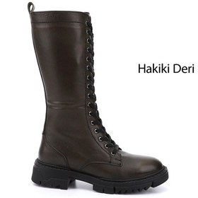 Resim Gönderi R Kadın Haki Antik Fermuarlı Kalın Topuklu Hakiki Deri Postal Çizme Gkzc13446548 Haki 