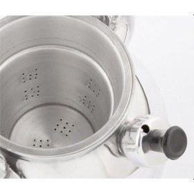 Resim Yayke Çift Taraflı Osmanlı Motifli Alüminyum Demlik Süzgeçli Çay Gri 