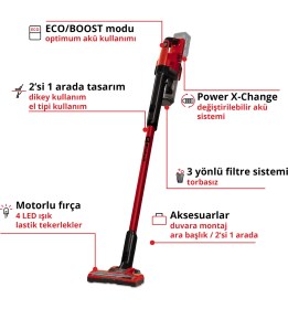 Resim Einhell Akülü Dikey Süpürge TE-SV 18 Li-Solo Power X-Change (Li-Ion,18V,değiştirilebilir akü sistemiyle sınırsız çalışma süresi, torbasız, siklon teknolojisi, BOOST modu, 3’lü filtre sistemi)-2347180 