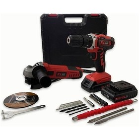 Resim Klpro KLEco KETM1875 18V/1.5 AH Çift Akülü Darbeli Matkap + 750W Avuç Taşlama + 23 Parça Aksesuar Set 