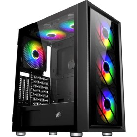 Resim 1st Player Ar7-G Siyah 750W 80+ Sılver Atx 3.1 Argb 4X12CM Fan Temperli Cam USB 3.0 Atx Kasa 