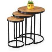 Resim Erezogulları Mobilya Sedef Modern Tarz Zigon Sehpa 3'lü Yuvarlak 